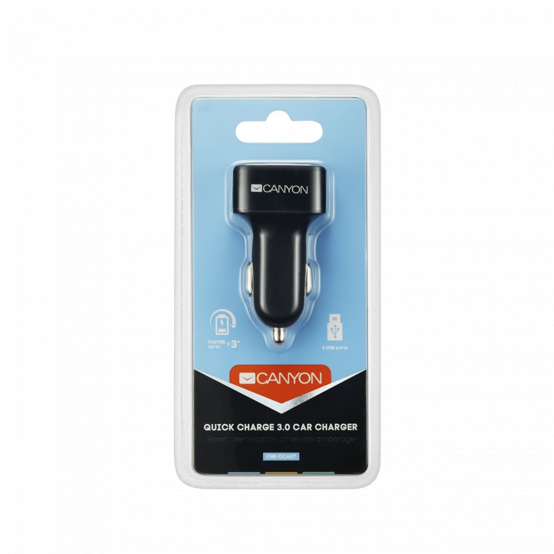 Canyon CNE-CCA07B Triple USB Car Charger Black