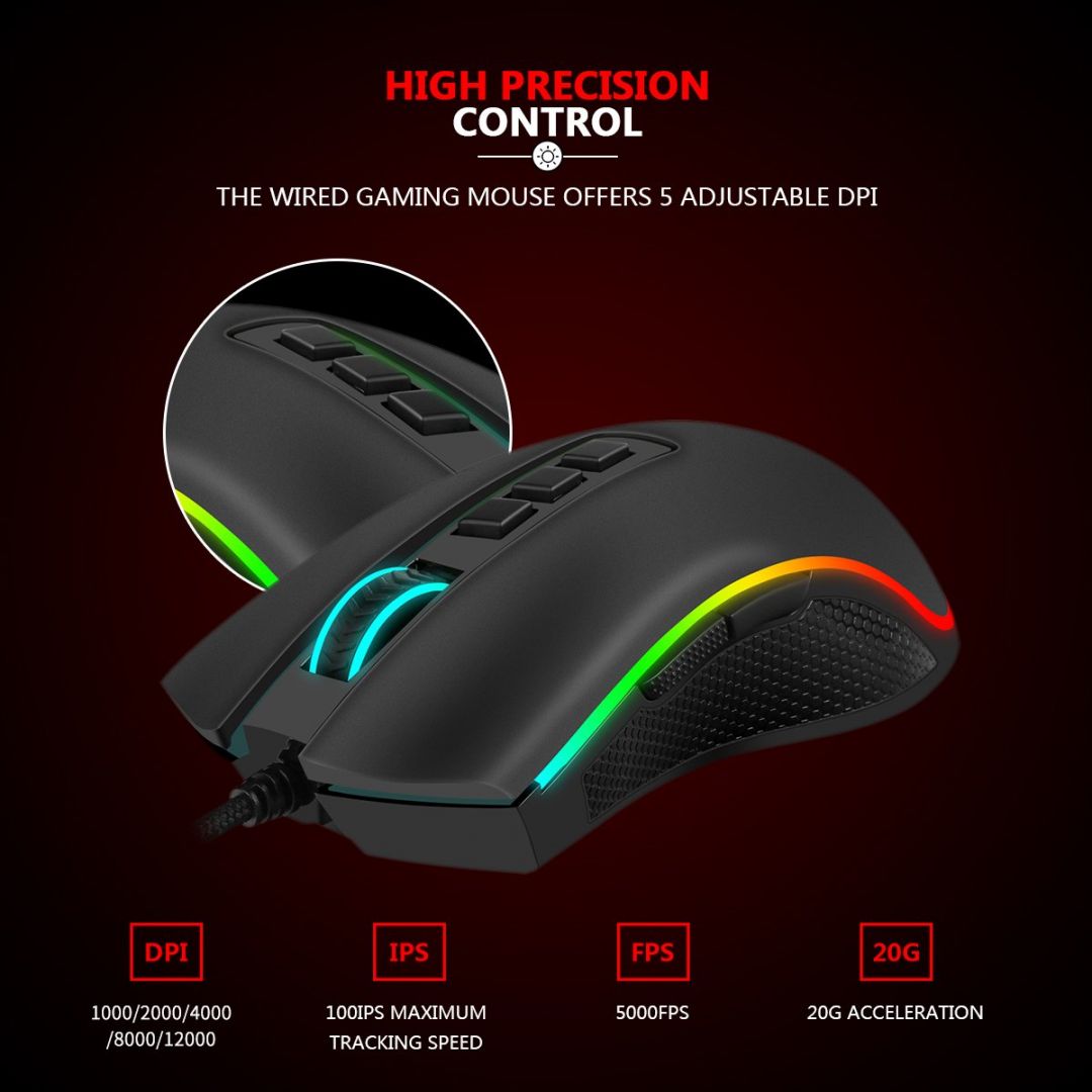 Redragon M711-FPS Cobra Flawless RGB Wired gaming mouse Black