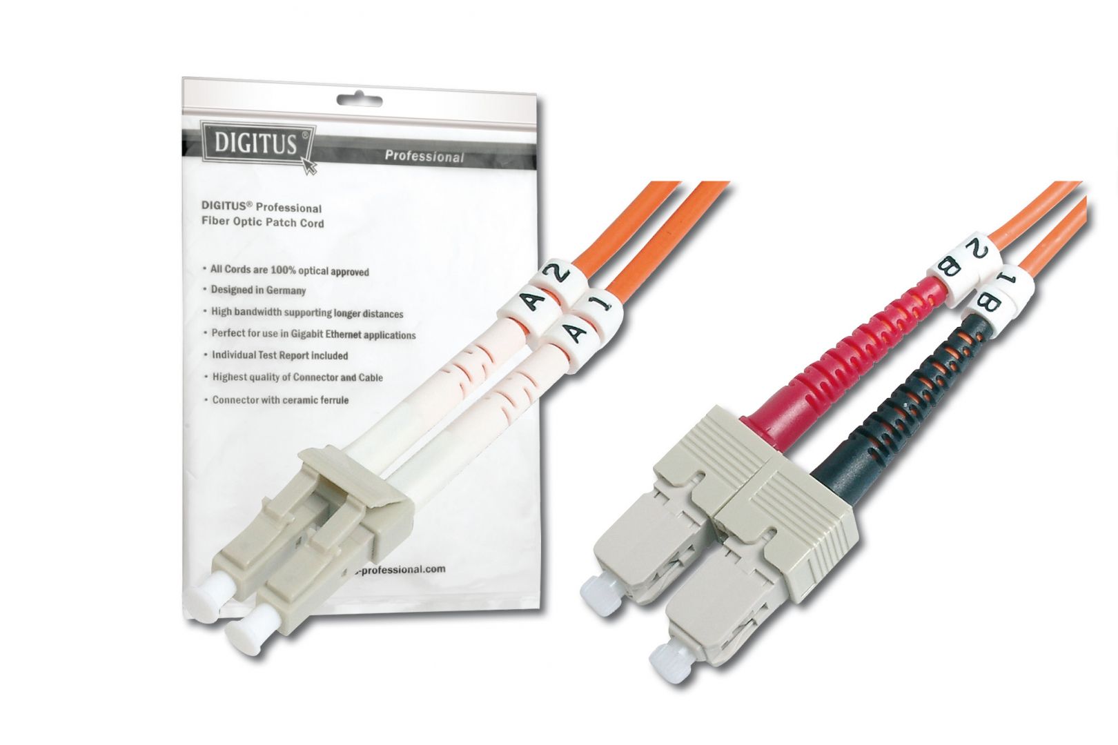 Digitus FO patch cord, duplex, LC to SC