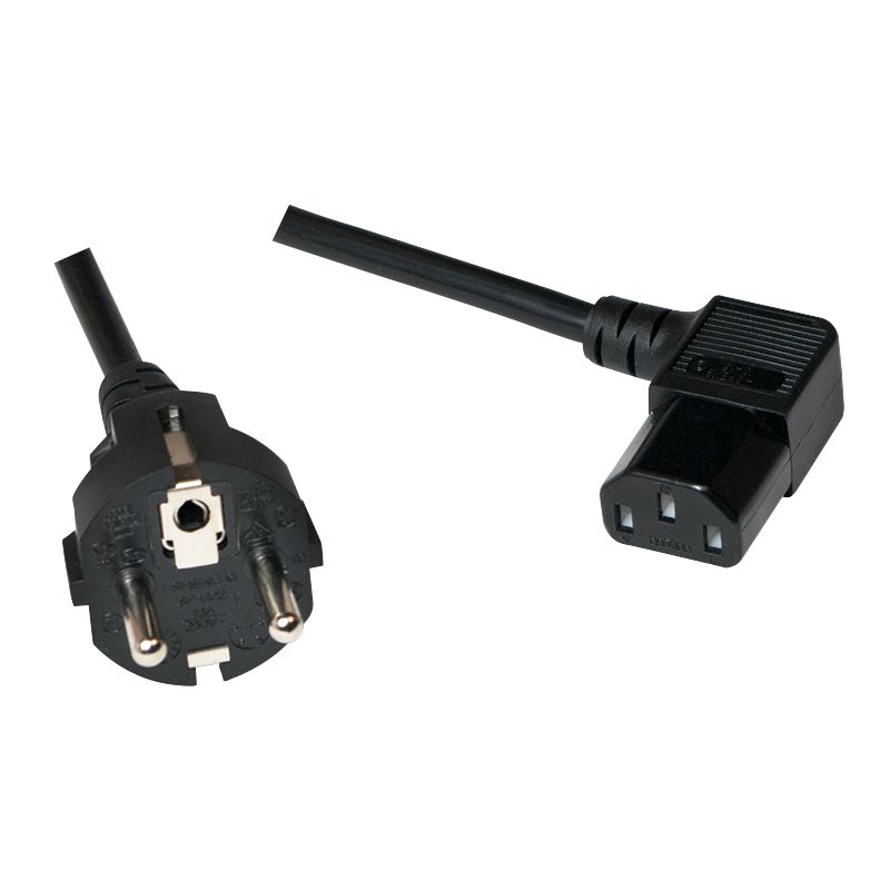 Logilink Power cord safety plug to IEC C13 female 90° 3m Black