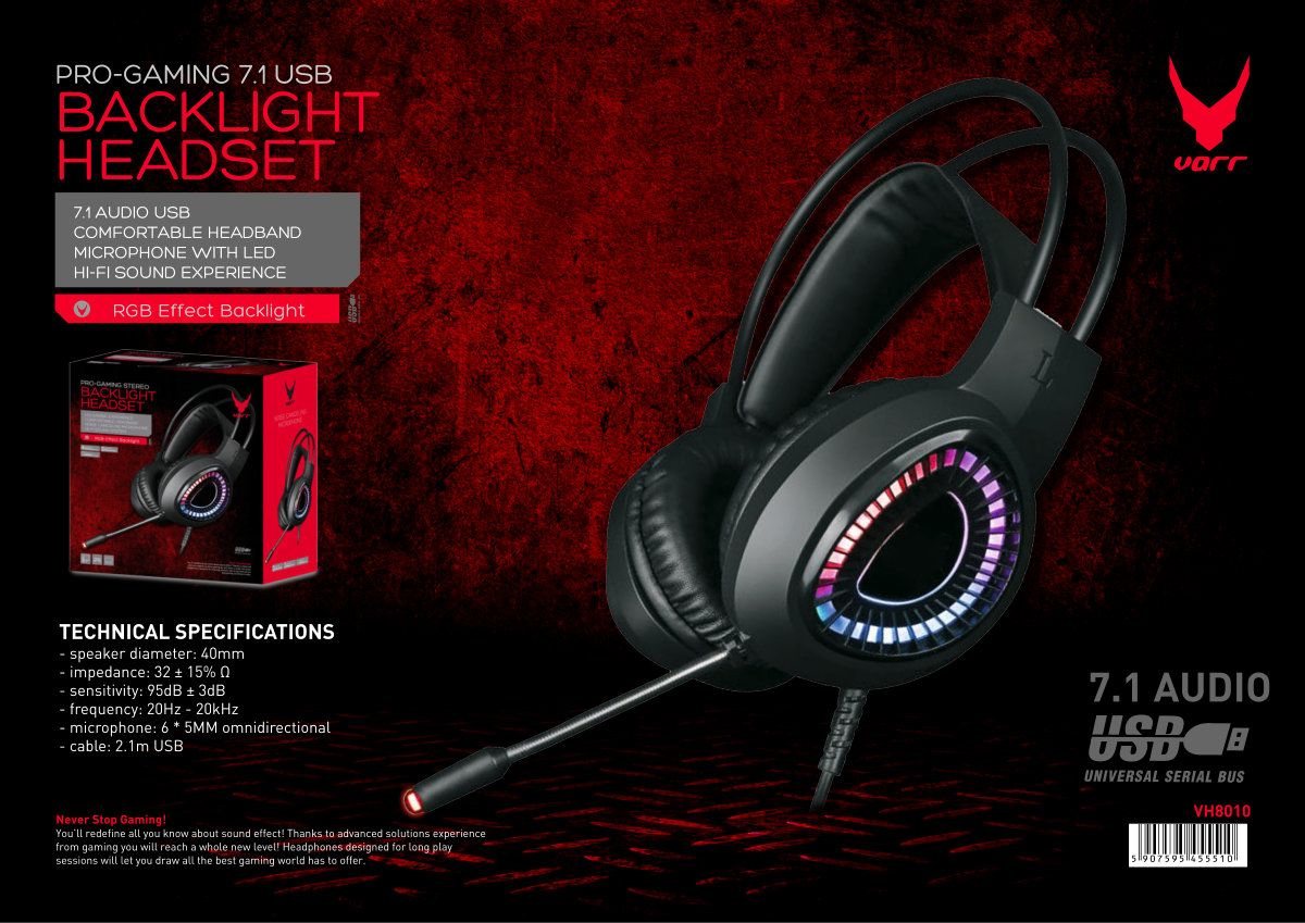 Omega VH8010 RGB Gaming Headset Black