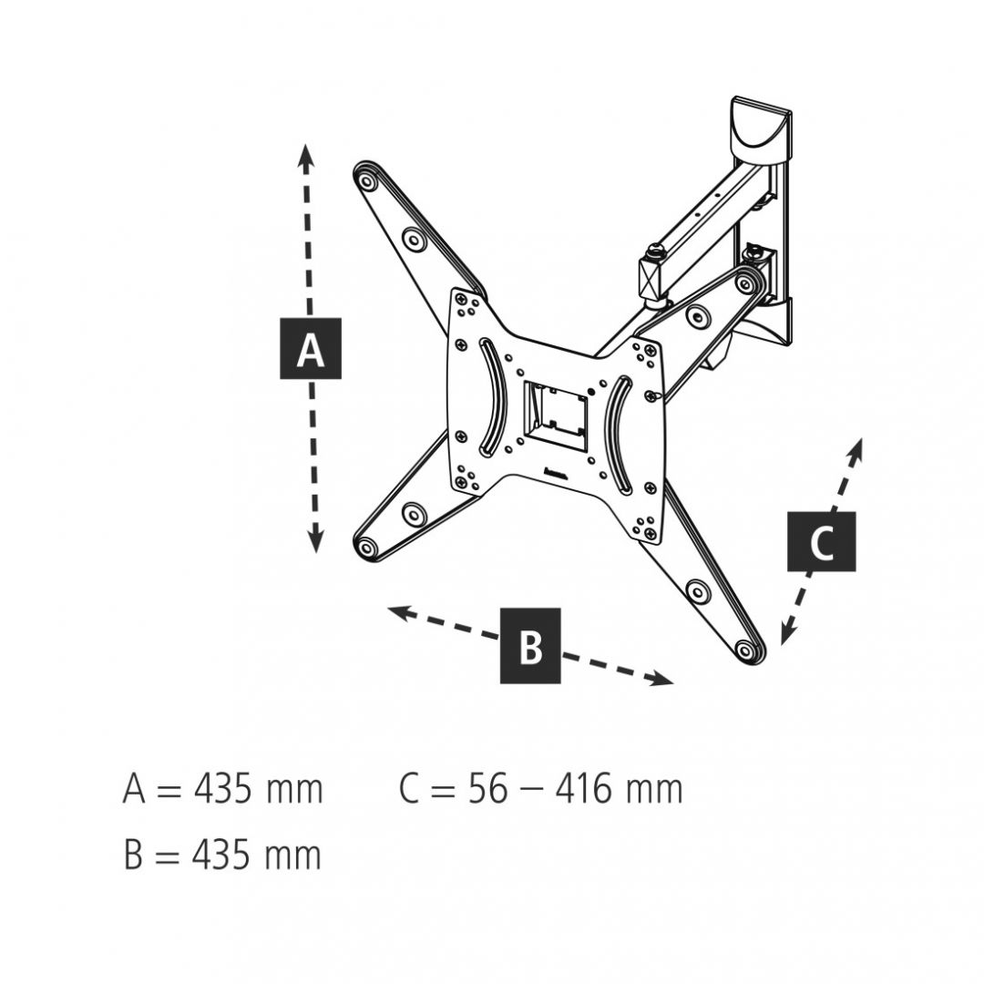 Hama Fullmotion TV TV Wall Bracket 400x400 Black