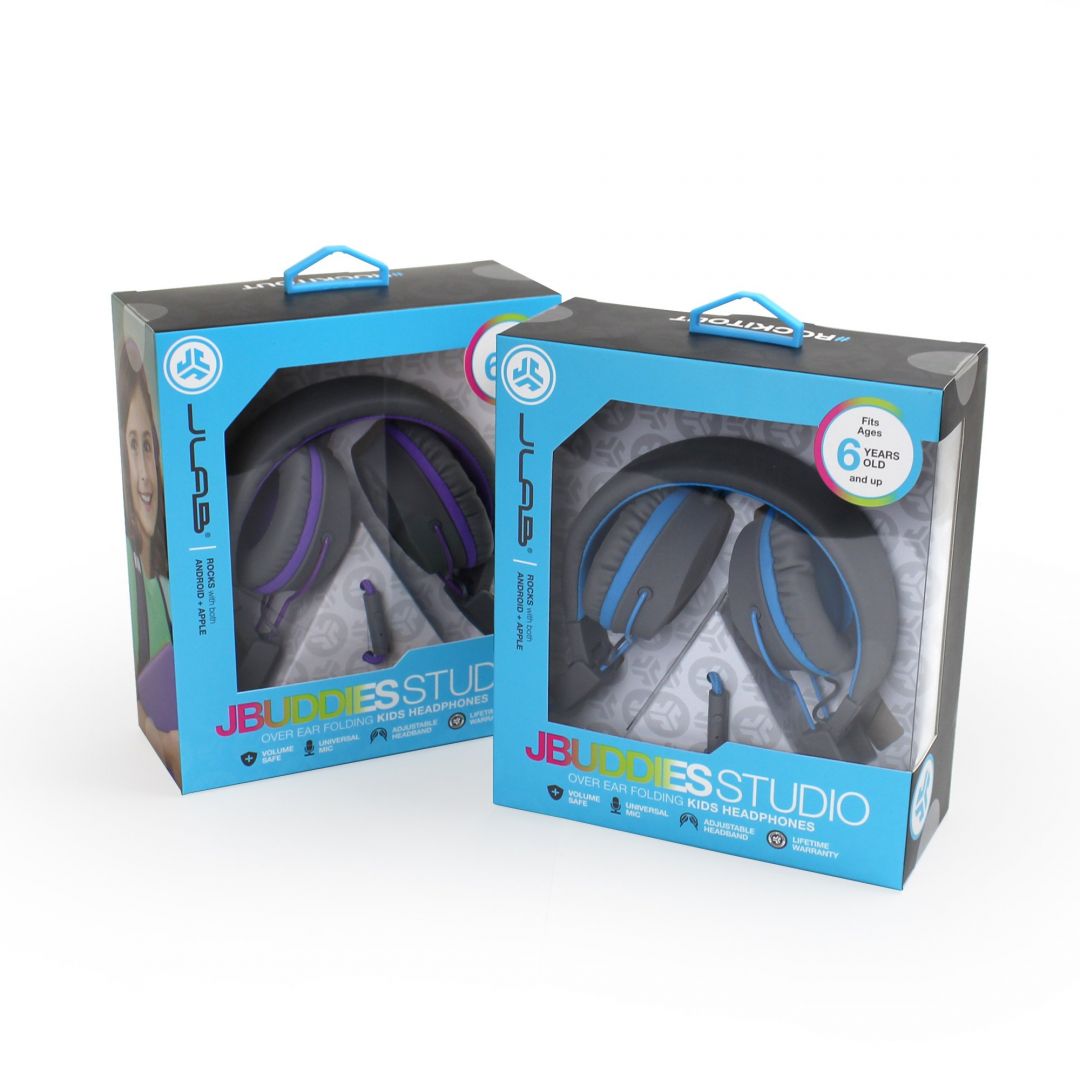 JLab JBuddies Studio On-Ear Folding Headset Graphite/Purple