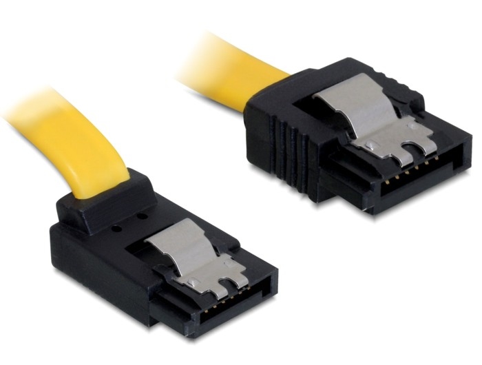 DeLock Cable SATA 6 Gb/s male straight > SATA male upwards angled 50cm Yellow Metal