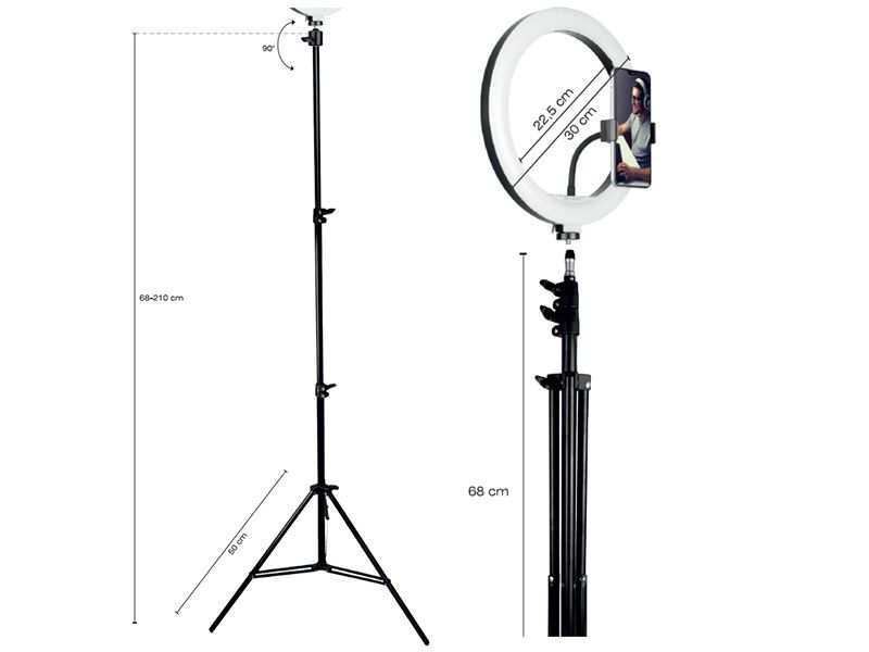 Tracer LED Ring Lamp (diameter 30cm) with 210cm tripod