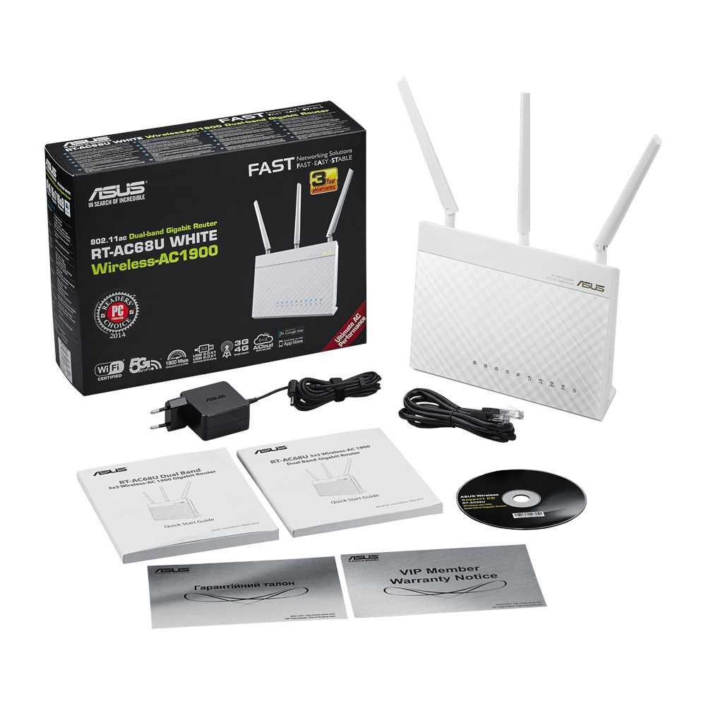 Asus RT-AC68U Dual-Band Wireless-AC1900 Gigabit Router White