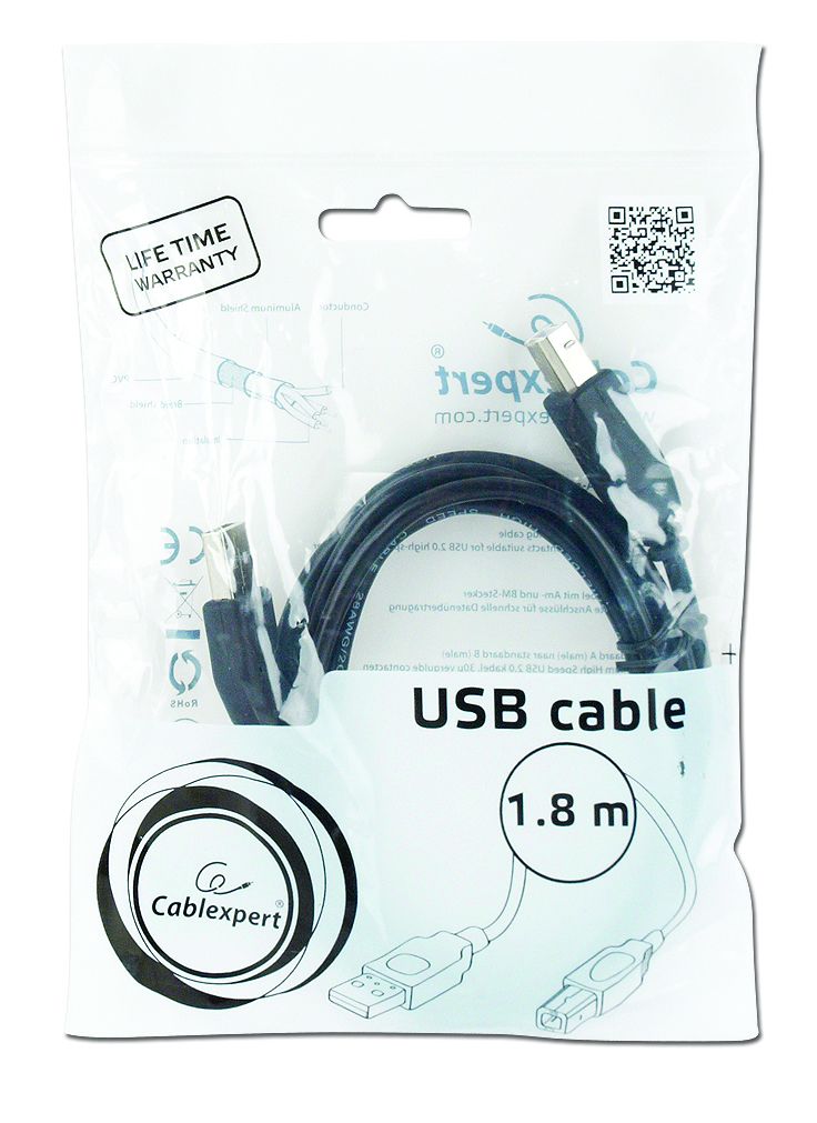 Gembird CCP-USB2-AMBM-6 USB2.0 A-plug B-plug cable 1,8m Black