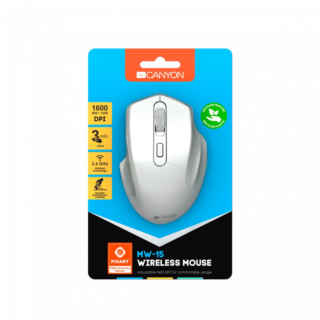 Canyon CNE-CMSW15PW Convenient Wireless mouse Pearl White