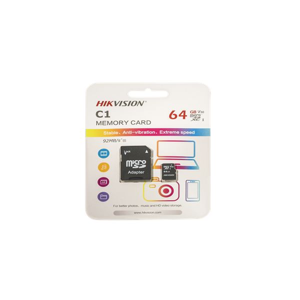 Hikvision 64GB microSDHC Class 10 UHS-I TLC V30 + Adapterrel