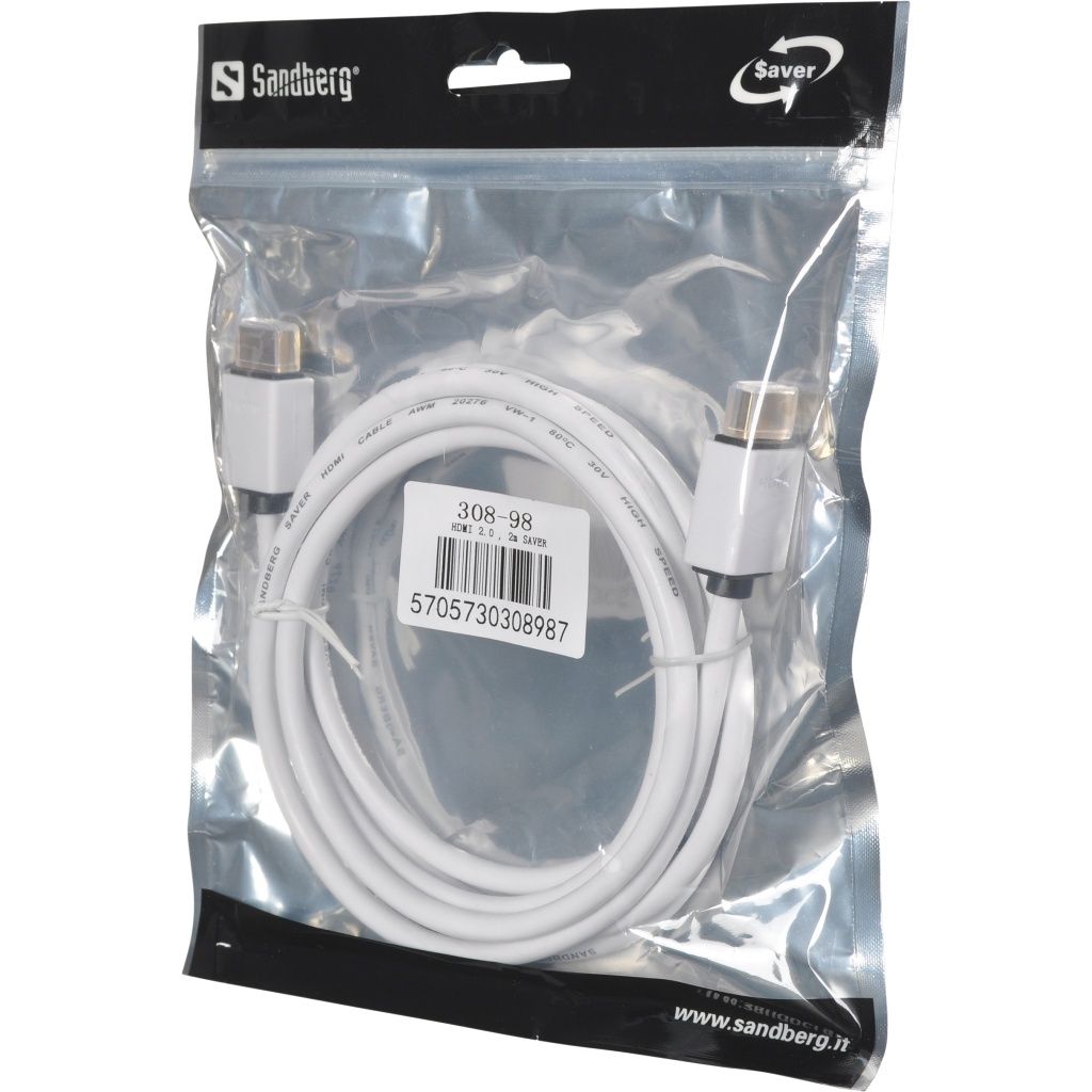 Sandberg HDMI 2.0 2m SAVER White