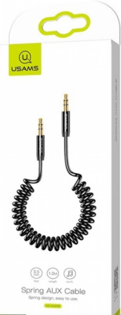 Usams US-SJ256 Spring AUX Cable Black