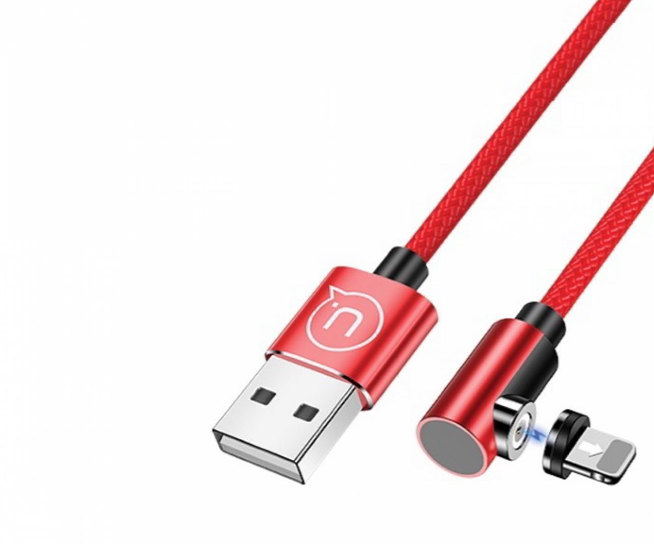 Usams U54 Right-angle Aluminum Alloy Magnetic Charging Cable Lightning 1m Red