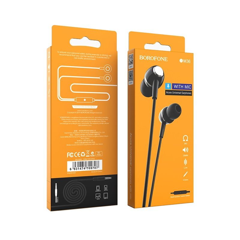 BOROFONE BM36 Acura Wired earphones Black