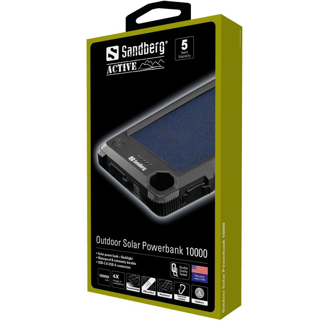 Sandberg Outdoor Solar 10000mAh Powerbank Black