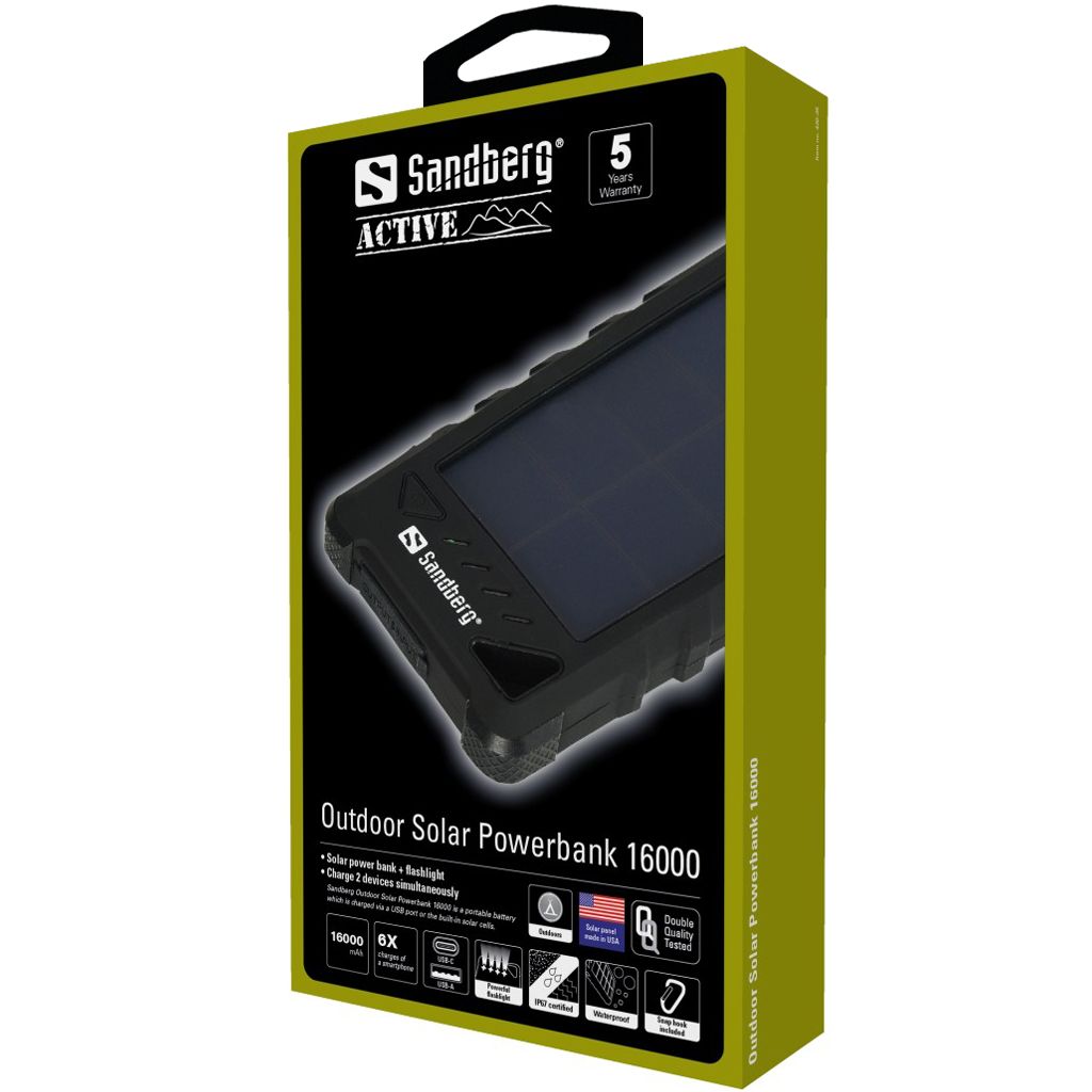 Sandberg Outdoor Solar 16000mAh Powerbank Black