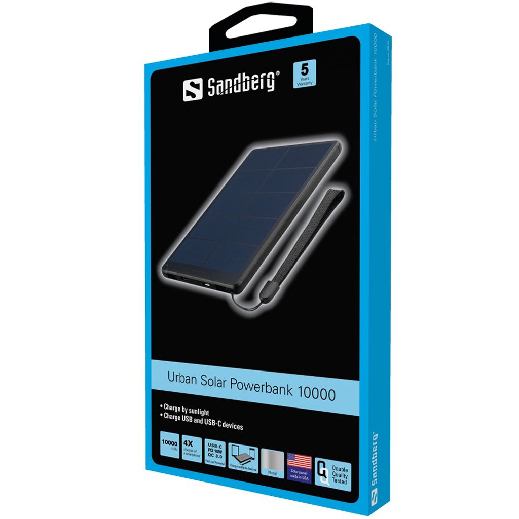 Sandberg Urban Solar 10000mAh Powerbank Black