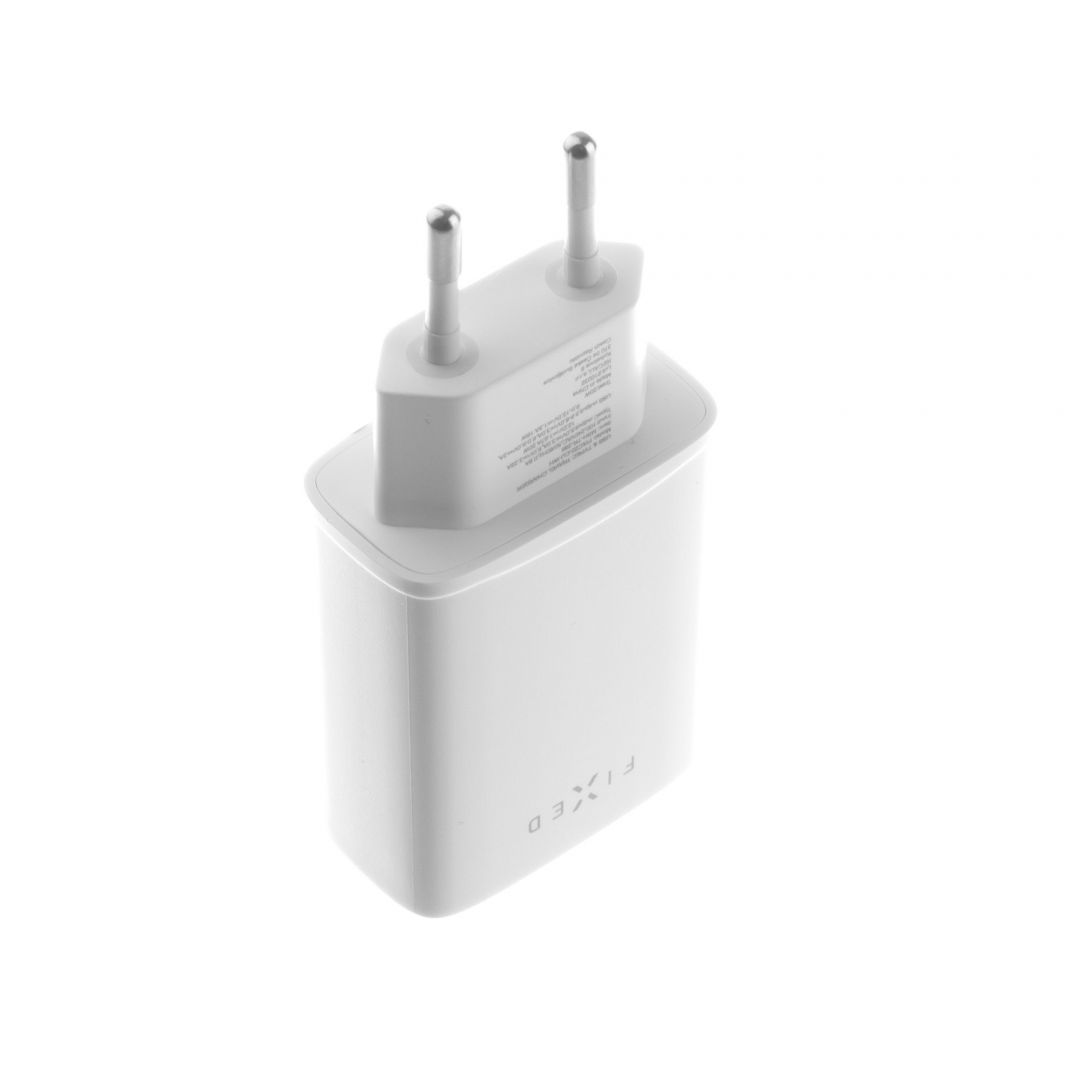 FIXED S mains charger with USB-C and USB output, PD support, 30W, white