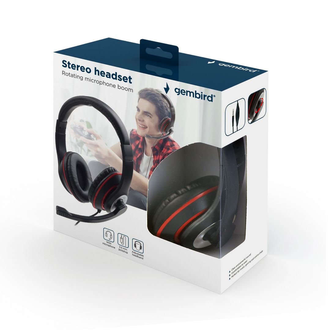 Gembird MHS-03-BKRD  Stereo Headset Black/Red