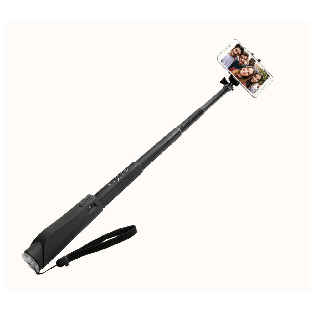 FIXED Telescopic selfie stick in luxurious aluminum finish, with BT trigger, black