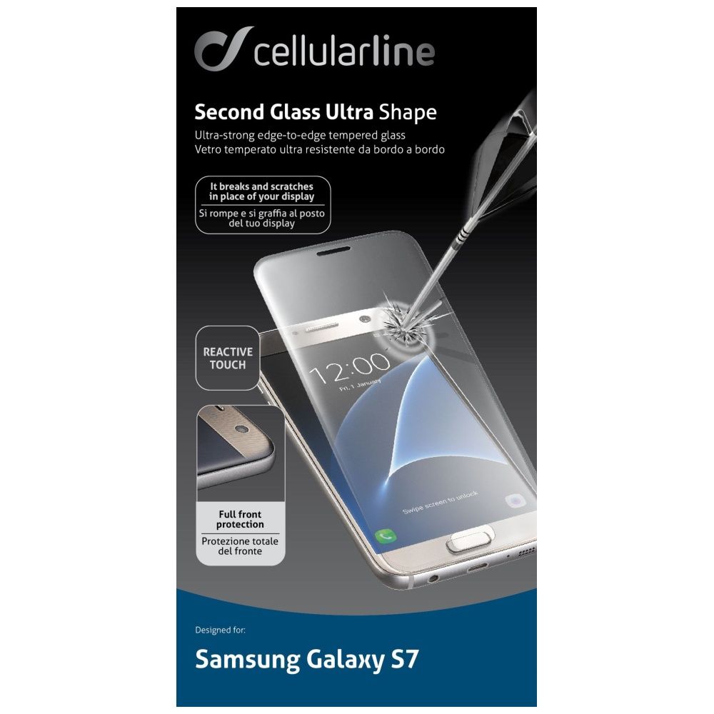 Cellularline Protective tempered glass for full screen CAPSULE for Samsung Galaxy S7, clear