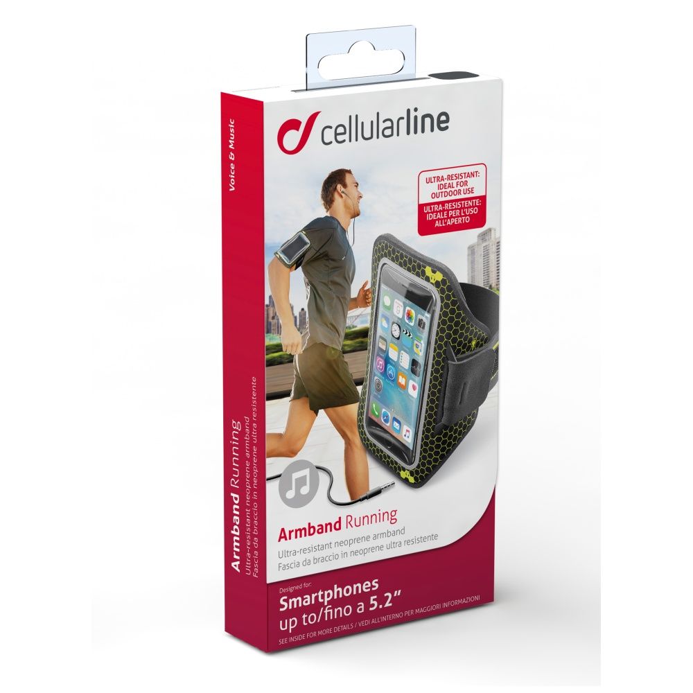 Cellularline Sportluoprene case ARMBAND RUNNING, for smartphones up to 5.2 &amp;quot;, black