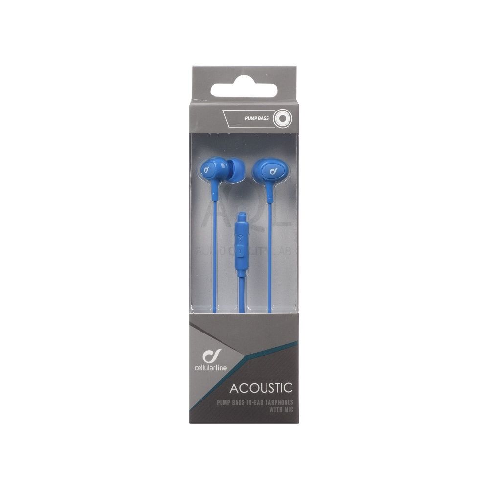 Cellularline In-ear headphones ACOUSTIC with microphone, AQL? certification, 3.5 mm jack, blue