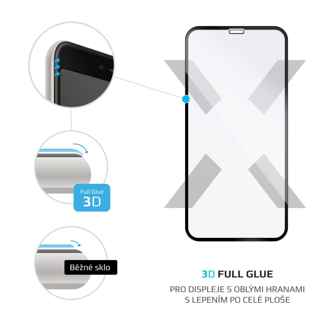 FIXED Tempered glass screen protector 3D Full-Cover for Apple iPhone X/XS/11 Pro, full glue, dustproof, black