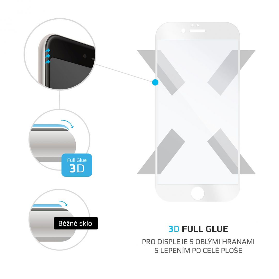 FIXED Tempered glass screen protector 3D Full-Cover for Apple iPhone 6/6S, full glue, white