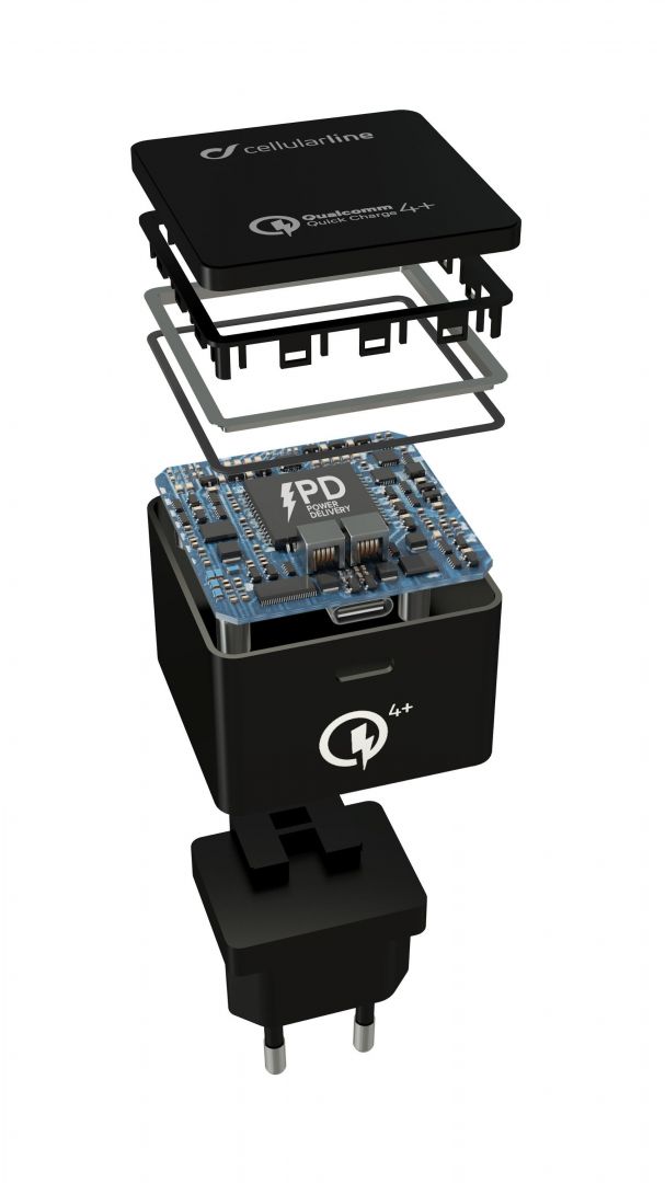 Cellularline Set USB-C mains charger (PD) and 1m cable with USB-C connectors, max. 30 W, Qualcomm? Quick Charge ? 4 +, b