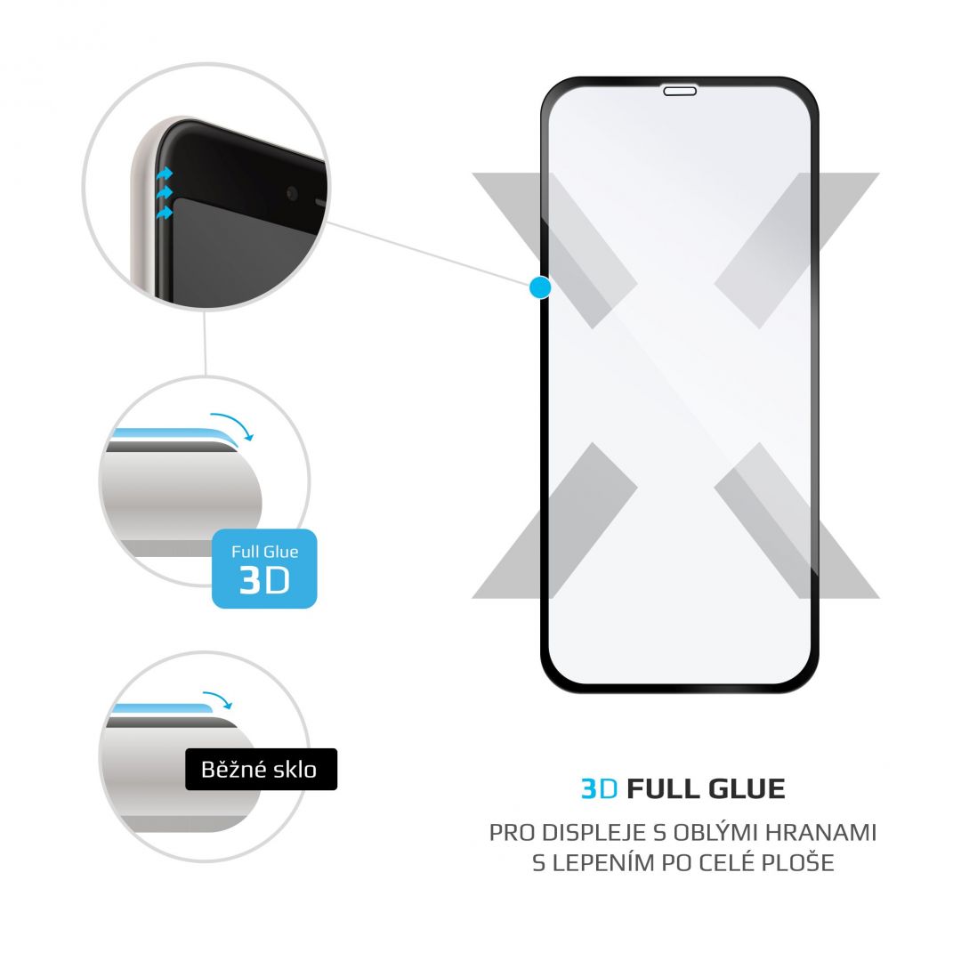 FIXED Tempered glass screen protector 3D Full-Cover for Apple iPhone XS Max/11 Pro Max, full glue, black