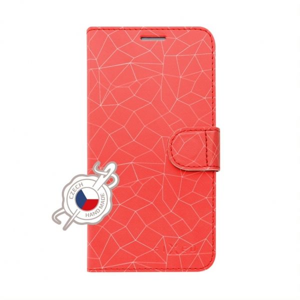 FIXED Wallet book case FIT for Apple iPhone XR, Red Mesh theme