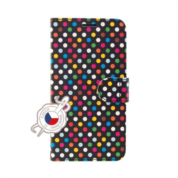 FIXED Wallet book case FIT for Samsung Galaxy J4 +, Rainbow Dots theme