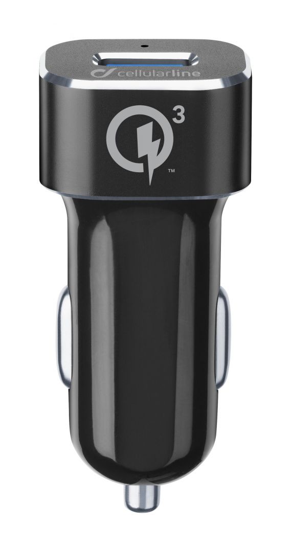 Cellularline Set USB car charger and durable USB-C cable Tetra Force 18W, Qualcomm? Quick Charge 3.0, black