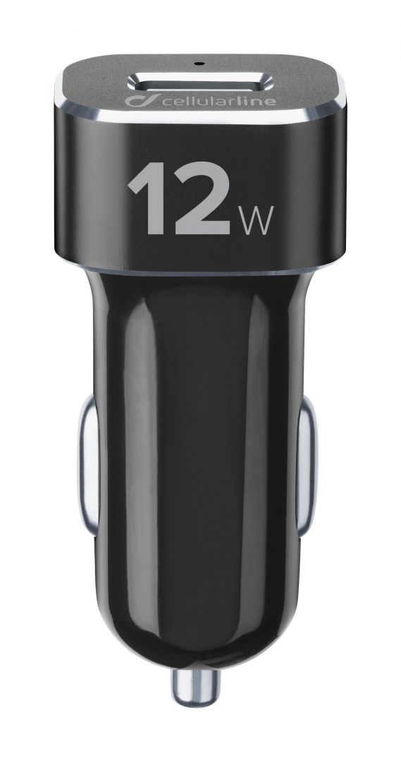 Cellularline Set USB Car Charger and Durable Lightning Cable Tetra Force 12W, MFI Certified, Black