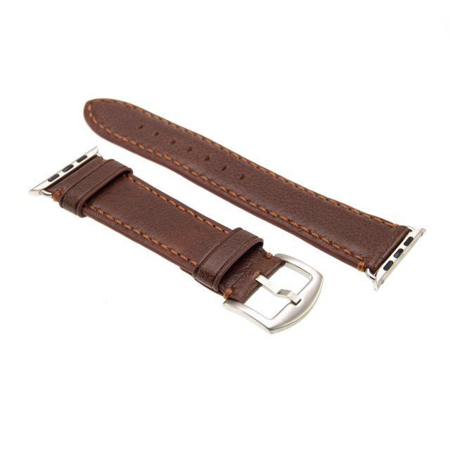 FIXED Berkeley leather strap for Apple Watch 42 mm and 44 mm with silver buckle, size L, brown