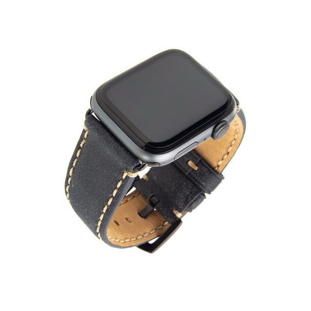 FIXED Berkeley leather strap for Apple Watch 42 mm and 44 mm with black buckle, charcoal black