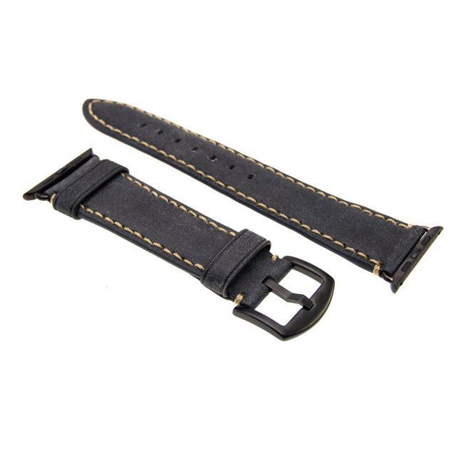 FIXED Berkeley leather strap for Apple Watch 42 mm and 44 mm with black buckle, size L, charcoal black