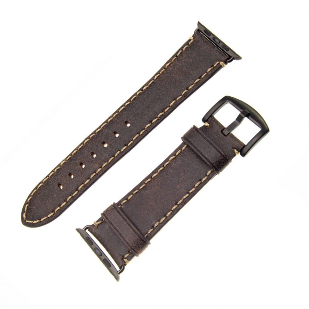 FIXED Berkeley leather strap for Apple Watch 42 mm and 44 mm with black buckle, charcoal