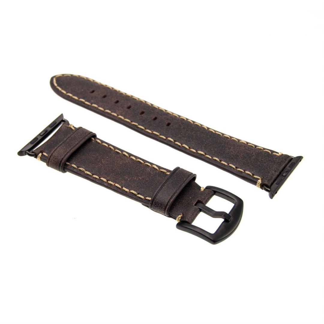 FIXED Berkeley leather strap for Apple Watch 42 mm and 44 mm with black buckle, charcoal