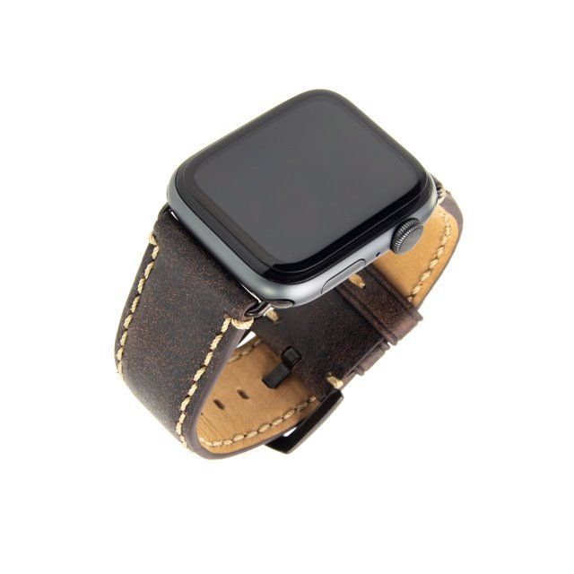 FIXED Berkeley leather strap for Apple Watch 42 mm and 44 mm with black buckle, charcoal