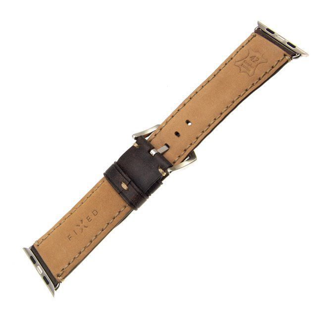 FIXED Berkeley leather strap for Apple Watch 42 mm and 44 mm with silver buckle, charcoal