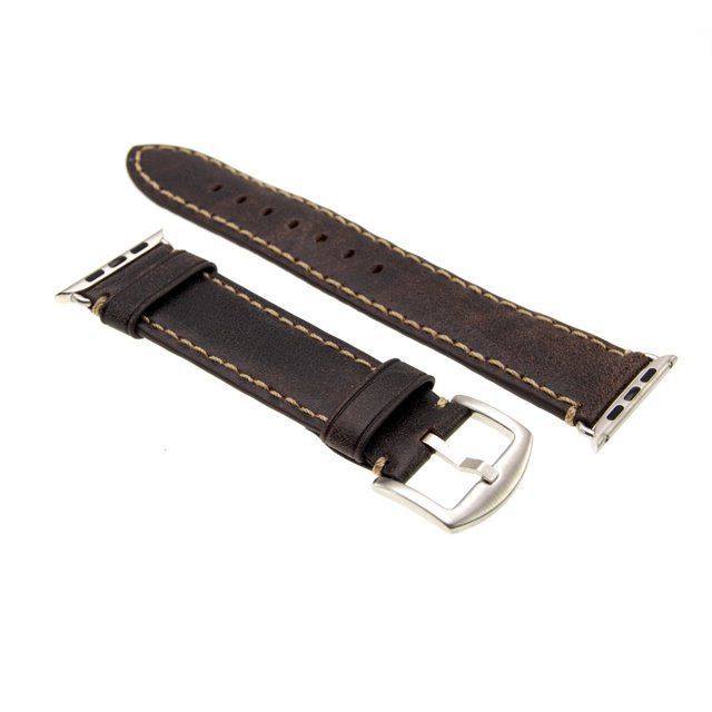 FIXED Berkeley leather strap for Apple Watch 42 mm and 44 mm with silver buckle, charcoal