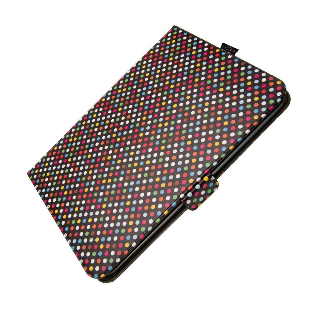 FIXED Novel case for 10,1" tablets with stand and stylus pocket, PU leather, rainbow dots