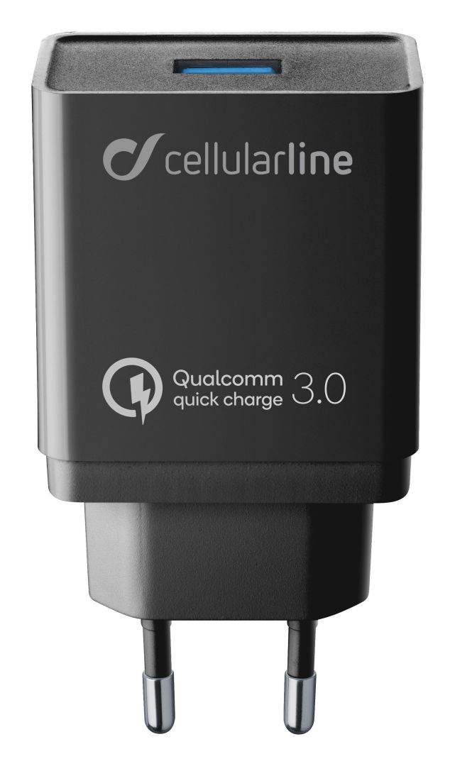 Cellularline Chlululine USB adapter and USB-C cable charging set, Qualcomm? Quick Charge ? 3.0, 18W, black