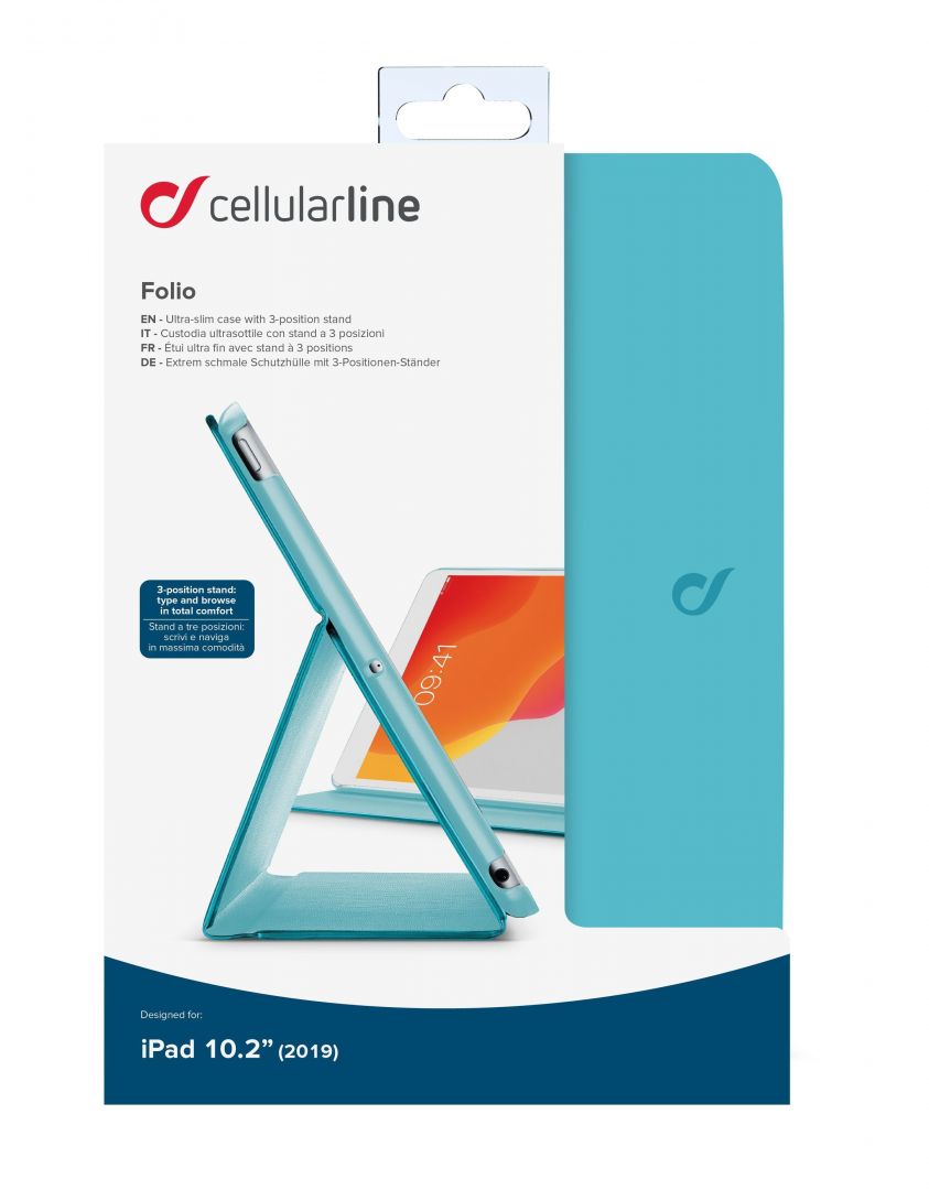 Cellularline Case with stand FOLIO for Apple iPad 10.2 &amp;quot;(2019), turquoise