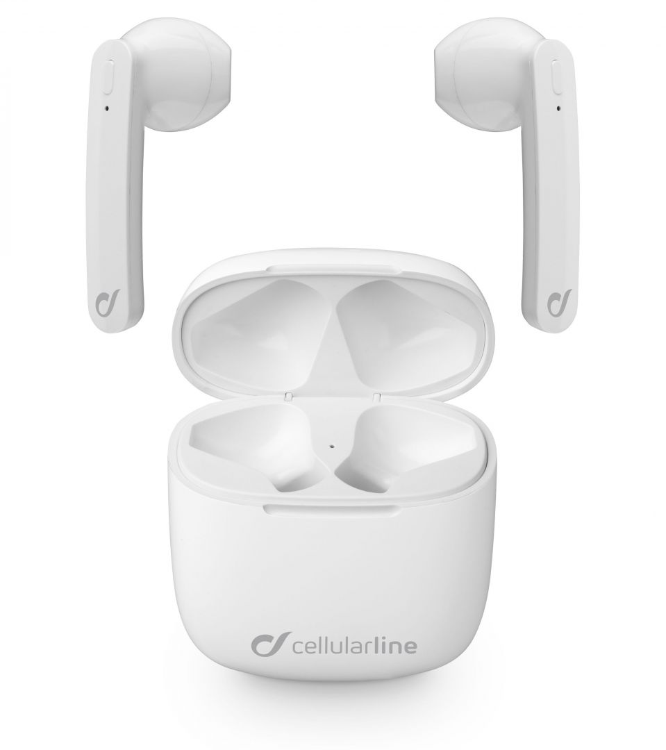 Cellularline True wireless headphones Aries with rechargeable case, Double Master technology, white