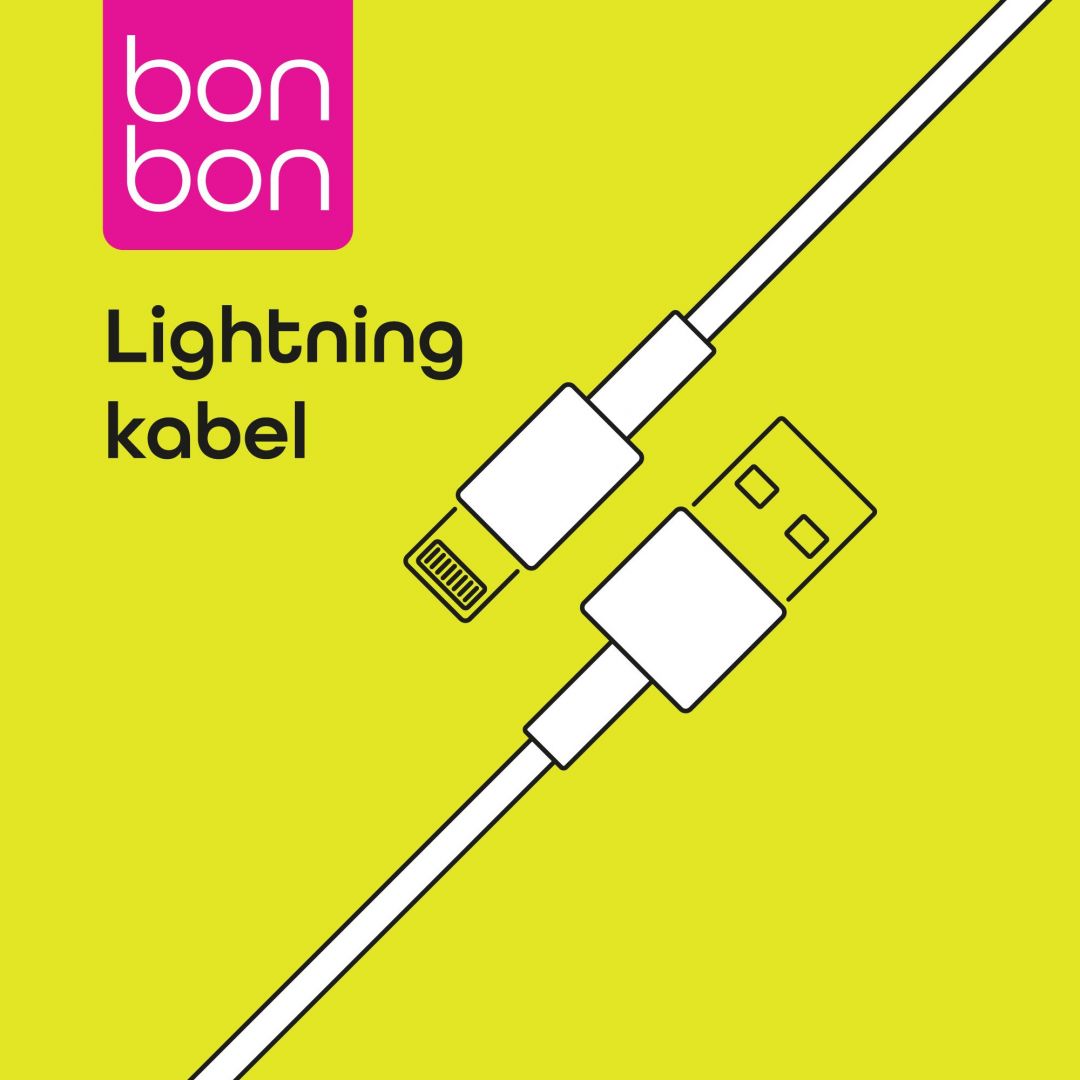 Bonbon DBone data and charging cable with USB/Lightning connectors, 1 meter, white