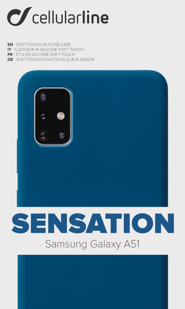 Cellularline Protective silicone cover Sensation for Samsung Galaxy A51, blue