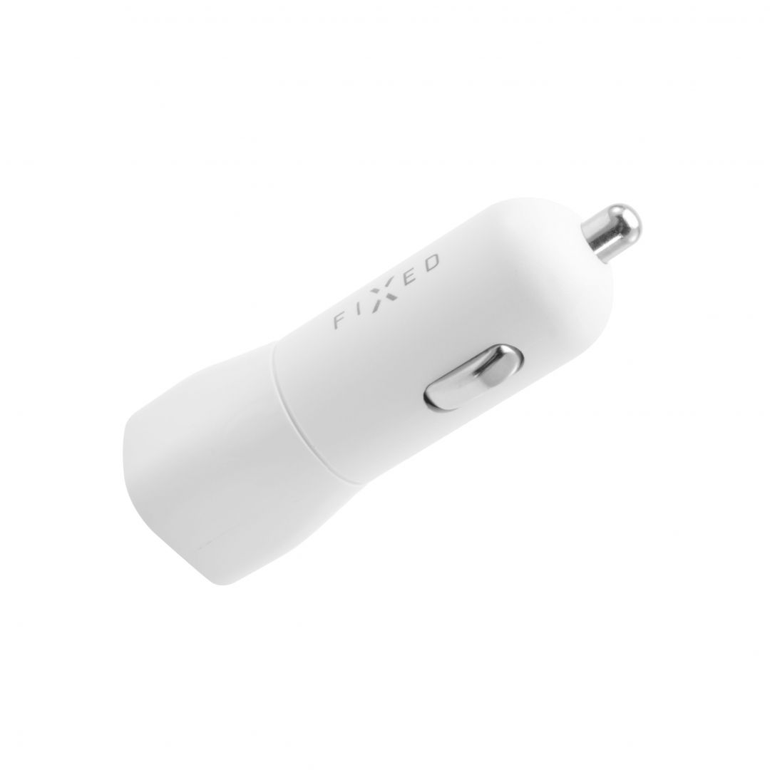 FIXED Car charger with USB-C output and PD support, 18W, white