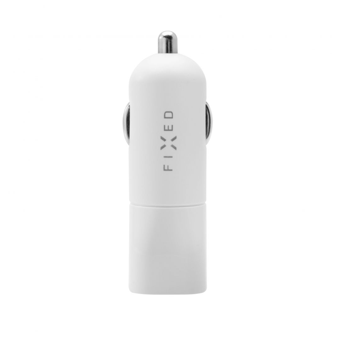 FIXED Car charger with USB-C output and PD support, 18W, white